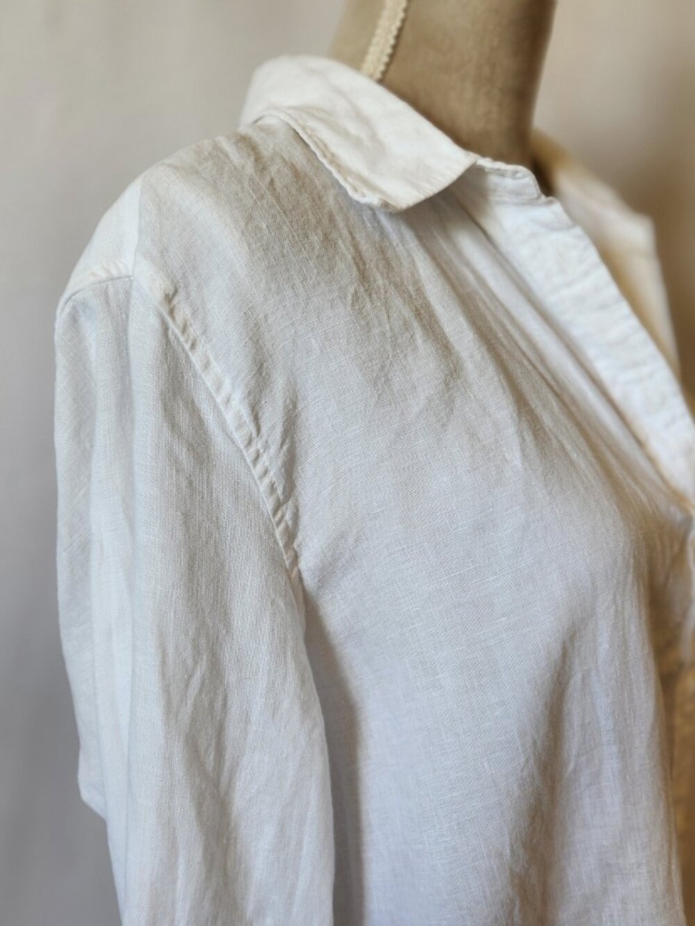 Quince Women's Large White 100% European Linen Long Sleeve Button-Down Shirt - Picture 8 of 15